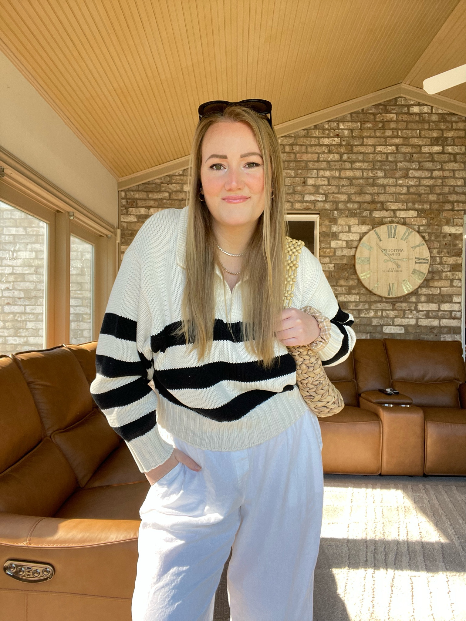 Perfect summer beach vacation outfit. These linen pants are on sale! Striped cropped sweater, oval sunglasses, tote bag, comfy summer sandals  

#LTKStyleTip #LTKFindsUnder50 #LTKShoeCrush