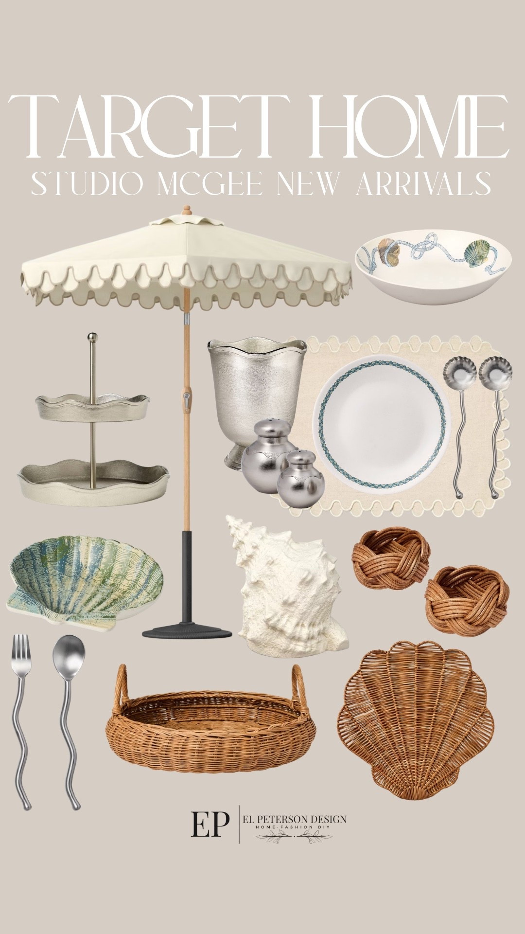 Target
New Arrivals-studio mcgee
Outdoor umbrella
Silverware
Salt and pepper shaker
Place mats
Plates
Tray
Napkin rings


#LTKHome