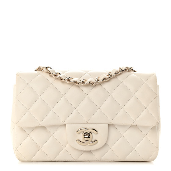 Lambskin Quilted Mini Rectangular Flap White | FASHIONPHILE (US)