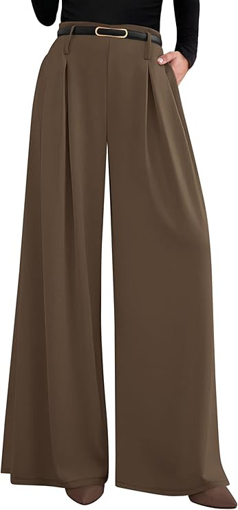 PRETTYGARDEN Womens Wide Leg Trousers 2026 Elastic High Waisted Dress Pants Pleated Slacks Flowy ... | Amazon (US)
