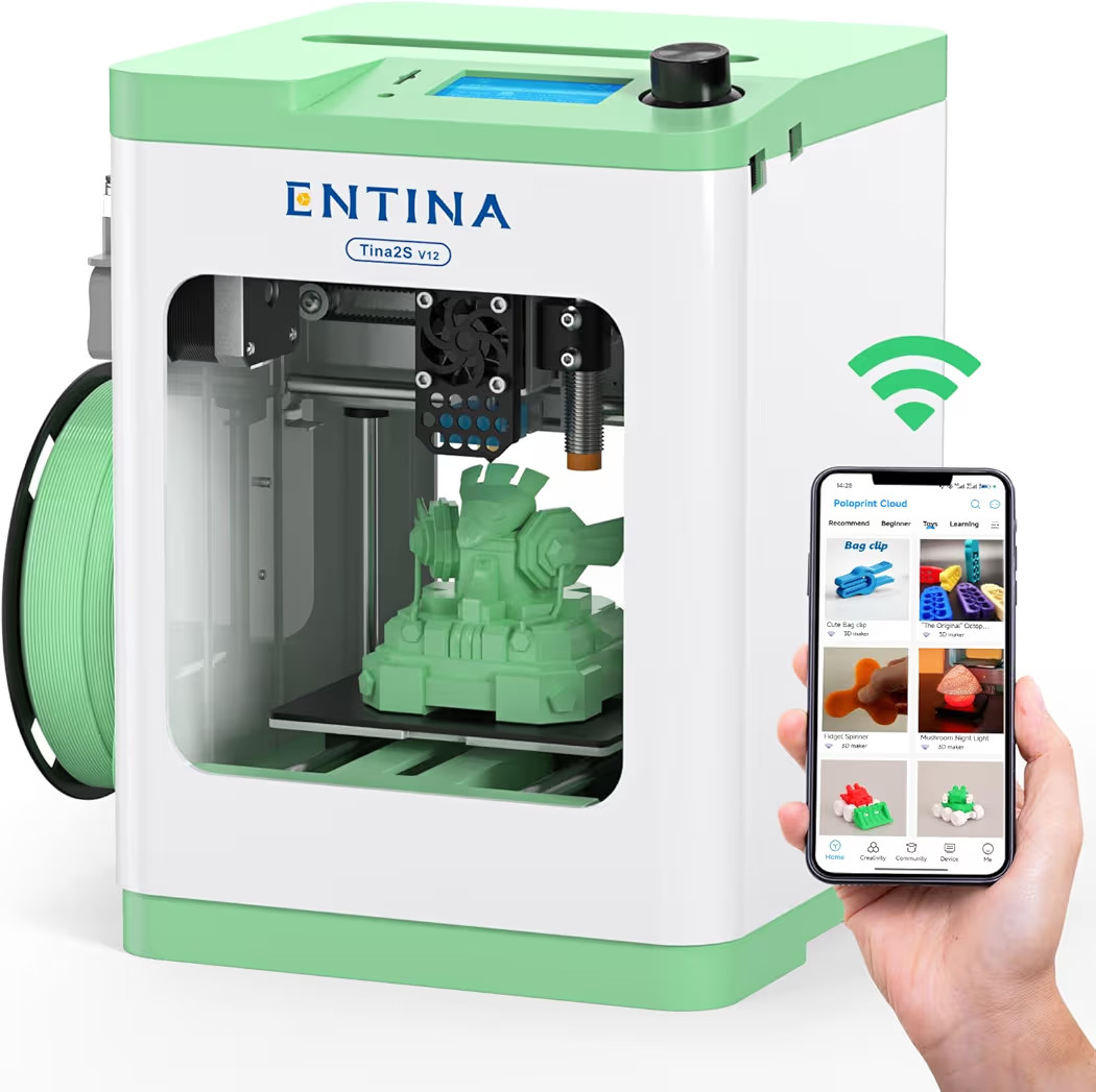 Tina2S V12 3D Printers with WiFi Cloud Printing, Fully Assembled and Mini 3D Printer for Beginner... | Amazon (US)