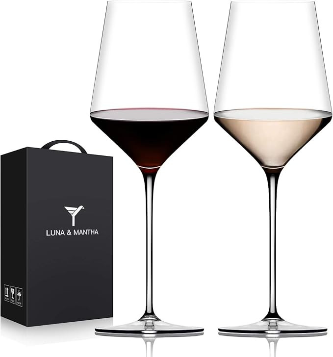 Red Wine Glasses Set of 2, Premium Crystal Wine Glasses Hand Blown, 15 oz,Thin Rim,Long Stem,Perf... | Amazon (US)
