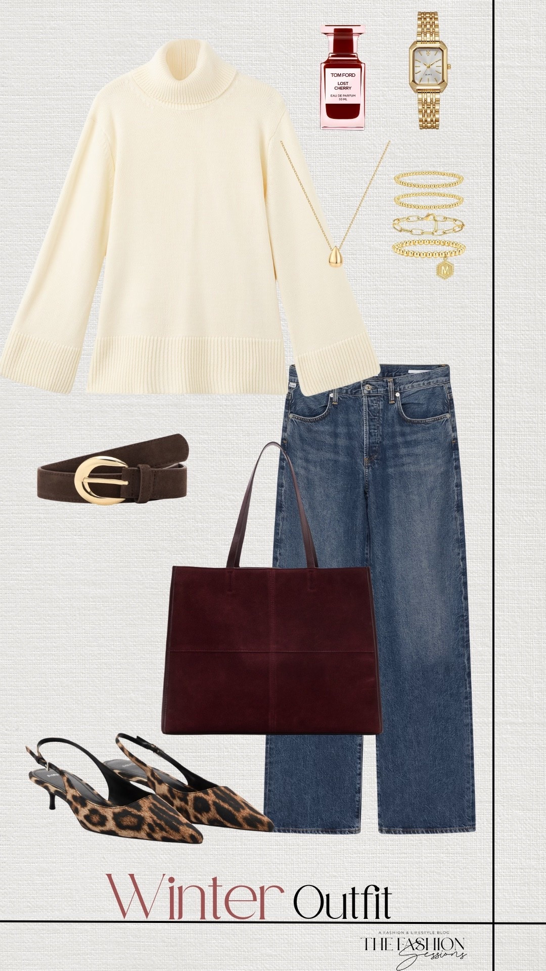 Winter Outfit | Turtleneck Sweater | Denim Jeans | Leopard Kitten Heel | Burgundy Suede Bag 

#LTKSeasonal #LTKootd