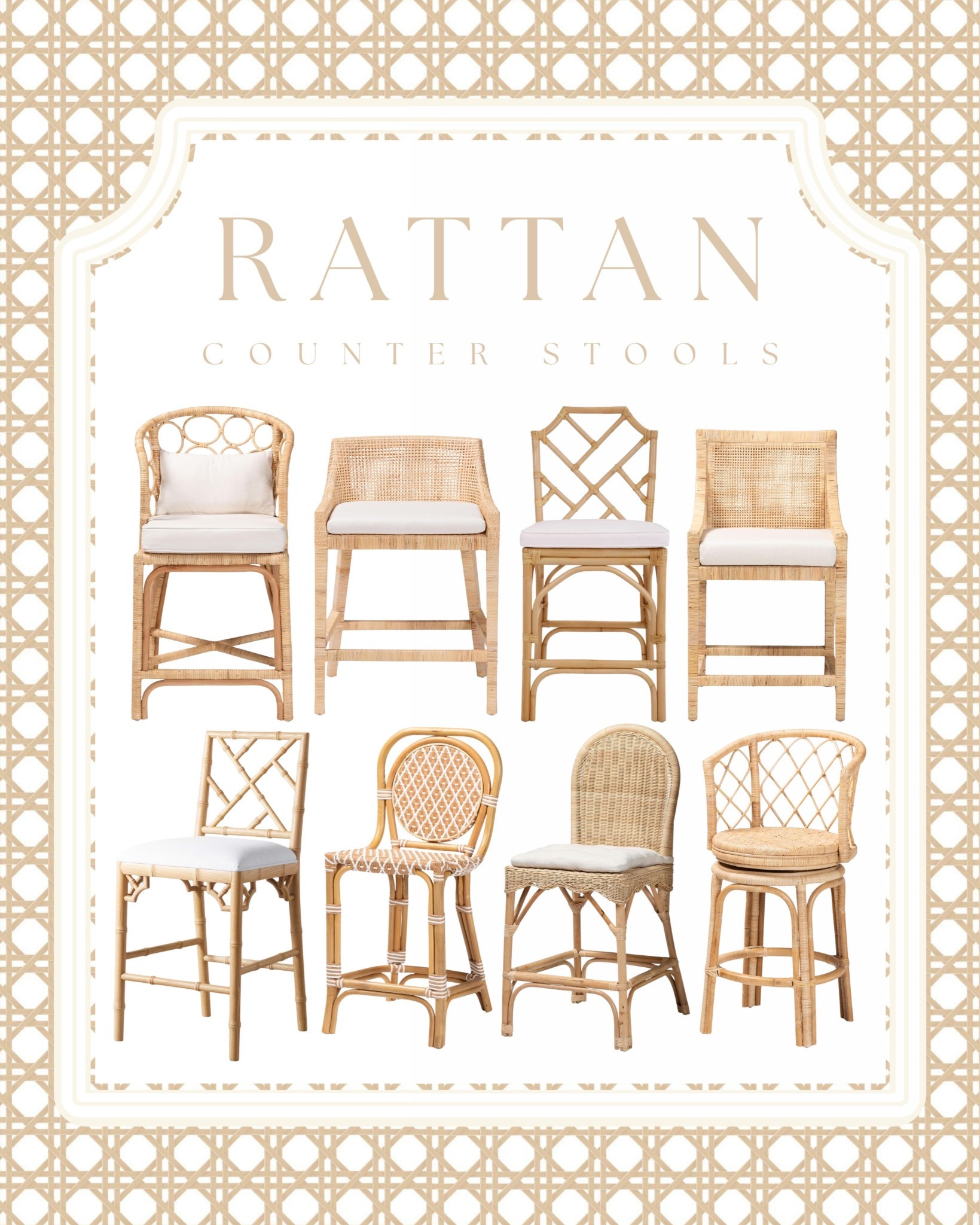 Rattan Counter Stool Round Up • Elevate your kitchen or bar space with these timeless rattan counter stool! The ultimate blend of coastal, organic, and elevated casual style. From woven cane backs to bamboo inspired frames, these neutral counter height stools are perfect for a light, airy kitchen design. Whether you're styling a coastal kitchen, modern coastal home, or adding warmth to an all-white space, these rattan and wicker counter stools bring in that effortless Palm Beach / Serena & Lily inspired look for less.

✔️ Counter height stools
✔️ Rattan + wicker textures
✔️ Neutral coastal decor
✔️ Kitchen island seating ideas
✔️ Organic modern + coastal grandmother aesthetic. 

Perfect for: kitchen islands, breakfast bars, beach homes, and casual dining spaces. Shop my favorite rattan counter stools, coastal bar stools, and woven kitchen seating all in one place 🤍#coastaldecor #rattanfurniture #counterstools #coastalkitchen #kitchenislandstyle #organicmodern #coastalgrandmother #serenaandlilyinspired #neutralhome #wickerfurniture #palmbeachstyle #homedecorfinds

#LTKHome #LTKSaleAlert #LTKHome