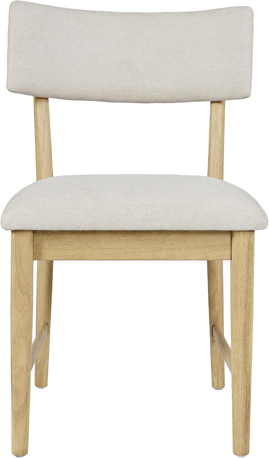 Jofran Beck Upholstered Split Back Dining Chairs Set of 2 with Rubberwood Legs, Modern Accent Chair for Dining Room Kitchen, Side Chair, Natural | Amazon (US)
