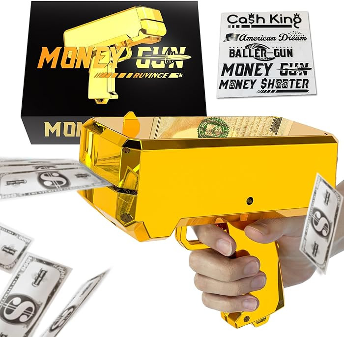 Money Gun Shooter – RUVINCE Gold Money Gun for Movies That Look Real, Prop Gun Make it Rain, Ha... | Amazon (US)