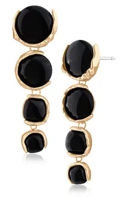 JARDIN Graduated Sculpted Circle Linear Drop Earrings in Green/Gold at Nordstrom Rack | Nordstrom Rack