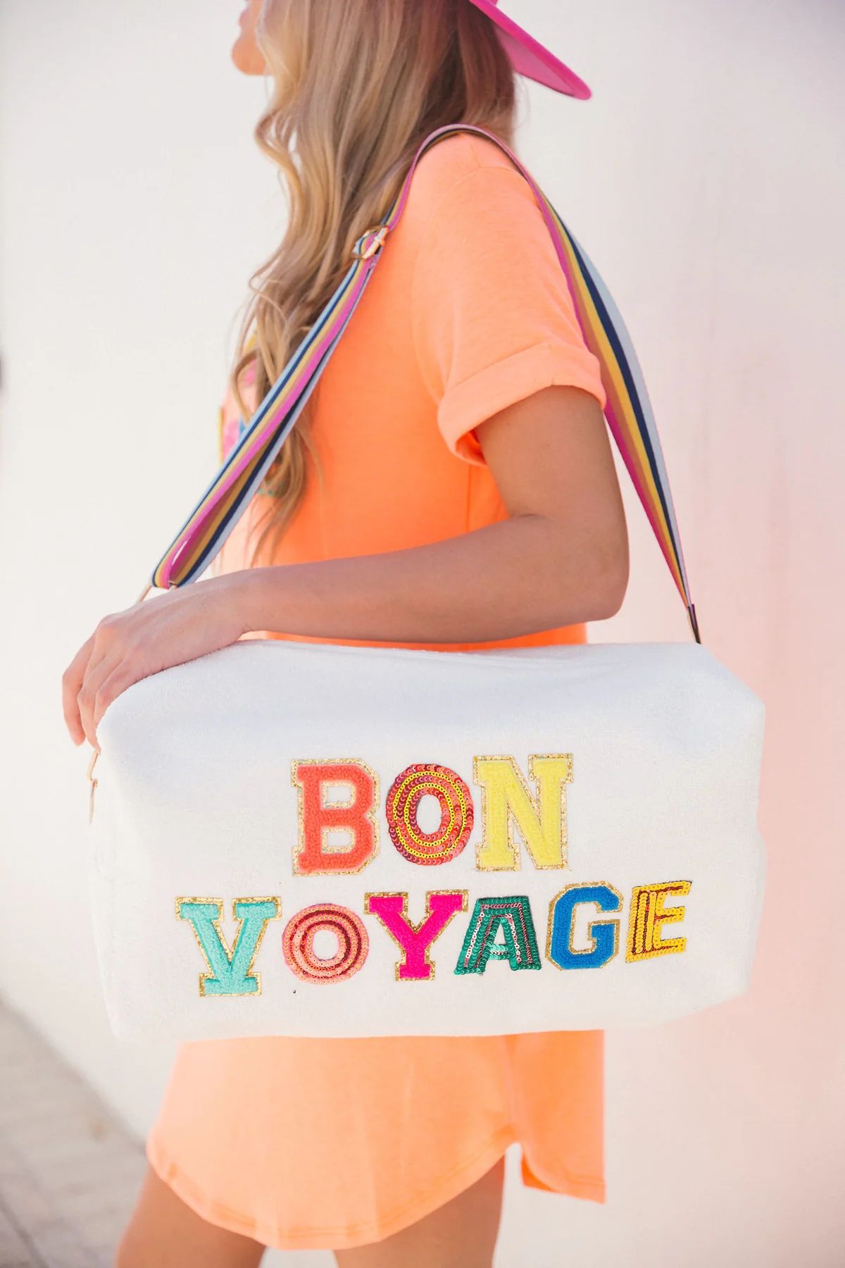 SEQUINNED BON VOYAGE TERRY CLOTH BAG | Judith March