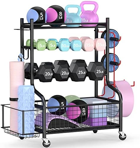 PLKOW Dumbbell Rack, Weight Rack for Dumbbells, Home Gym Storage for Dumbbells Kettlebells Yoga M... | Amazon (US)