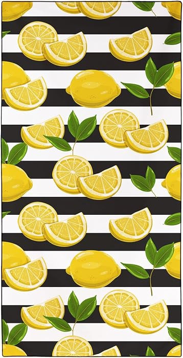 Lemon Beach Towel Oversized 36"x72"\uff0cThin Lightweight Quick Dry Sand Free Microfiber Stripe B... | Amazon (US)