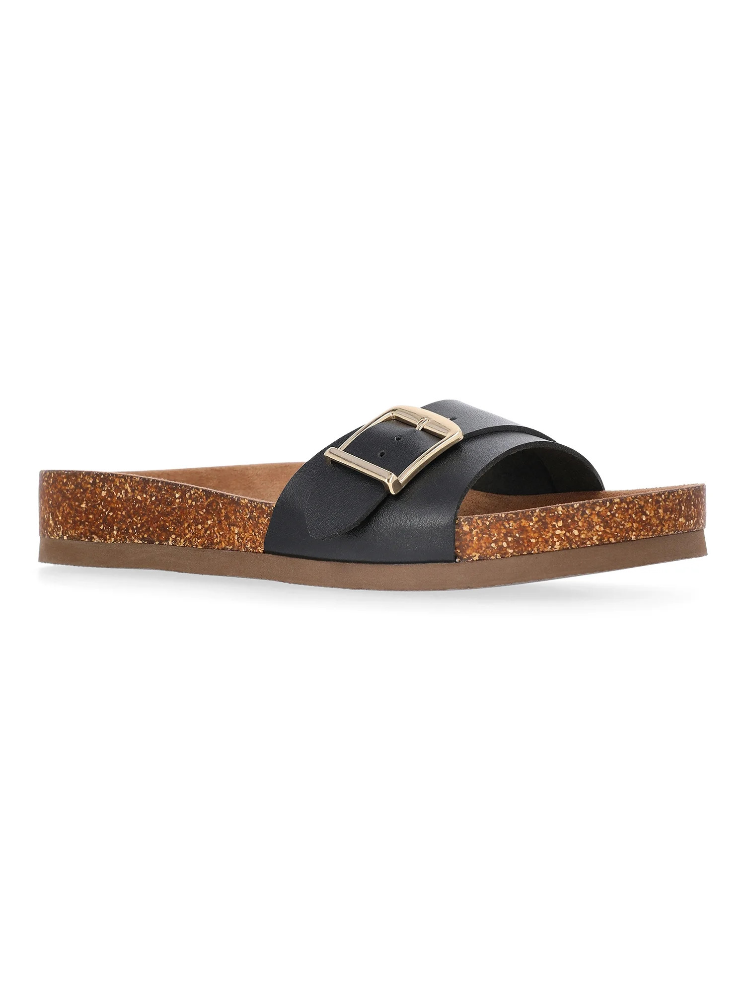 Time and Tru Women's One Buckle Footbed Slide Sandals | Walmart (US)