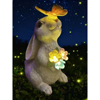 Solar Garden Statue With LED Light - Rabbit Figurine Outdoor Decor For Patio, Balcony, Backyard & Lawn, Unique Birthday House Warming Gifts | Wayfair North America