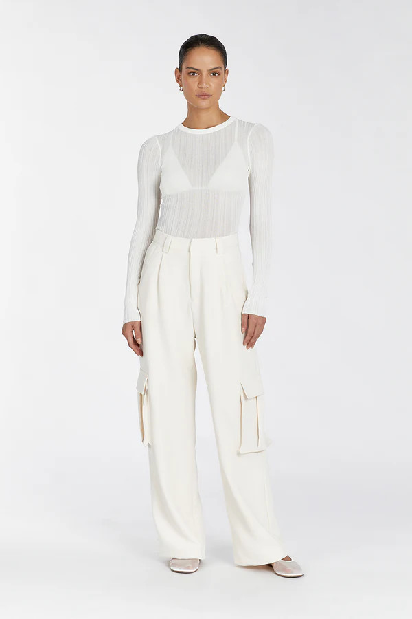 HARPER IVORY LONG SLEEVED KNIT TOP | DISSH