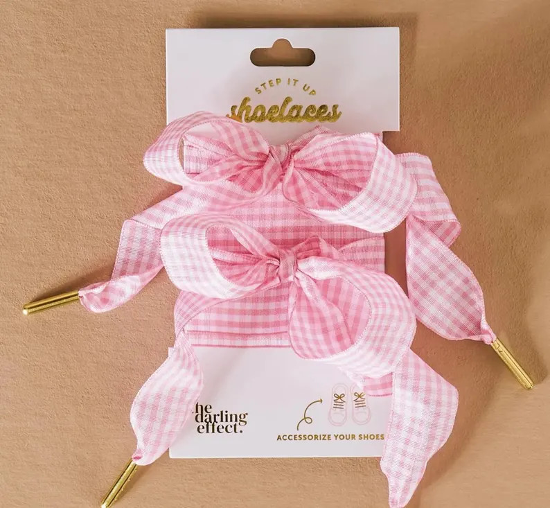 Gingham Shoe Lace/pink/white - Etsy | Etsy (Global)