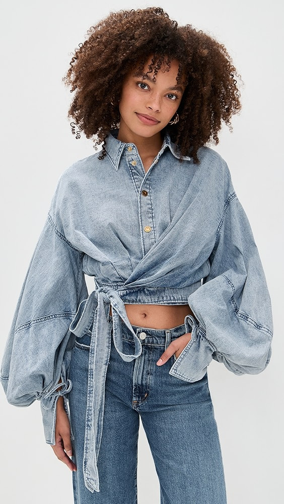 Rebellion Denim Wrap Top | Shopbop