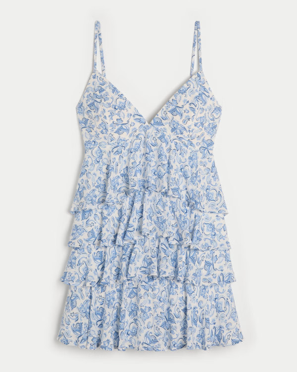 Women's V-Neck Ruffled Tier Babydoll Mini Dress | Women's Summer Sale Up to 30% Off Select Styles... | Hollister (US)