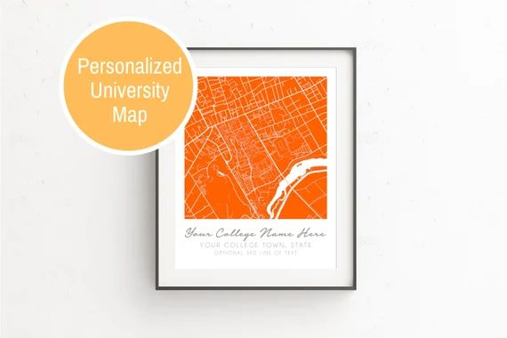 Personalized University Map Custom Map College Campus Dorm | Etsy | Etsy (US)