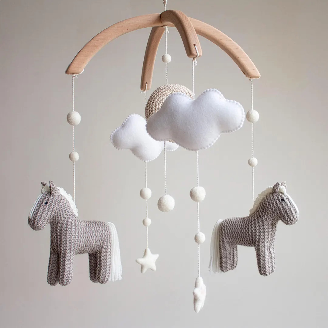 Horse Baby Mobile: Neutral Pony & Celestial Nursery Decor, Handmade in UK | Etsy (US)