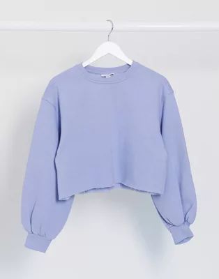 Topshop cropped sweatshirt in powder blue | ASOS (Global)