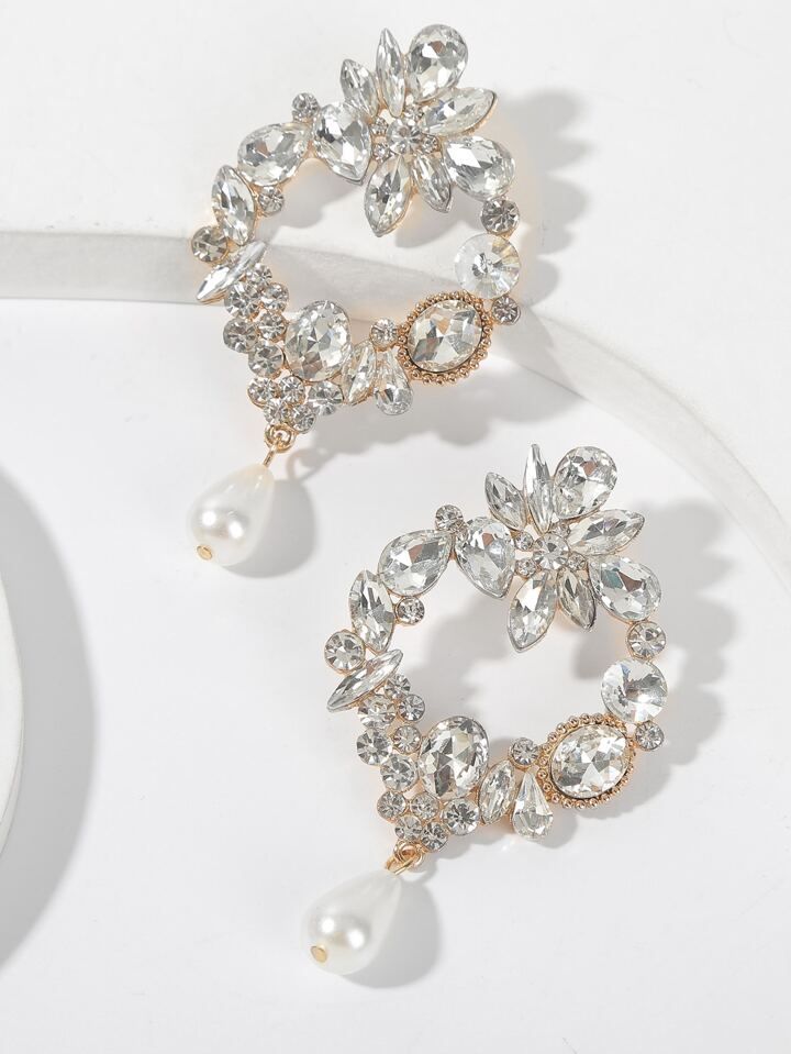 Rhinestone Decor Faux Pearl Drop Earrings | SHEIN
