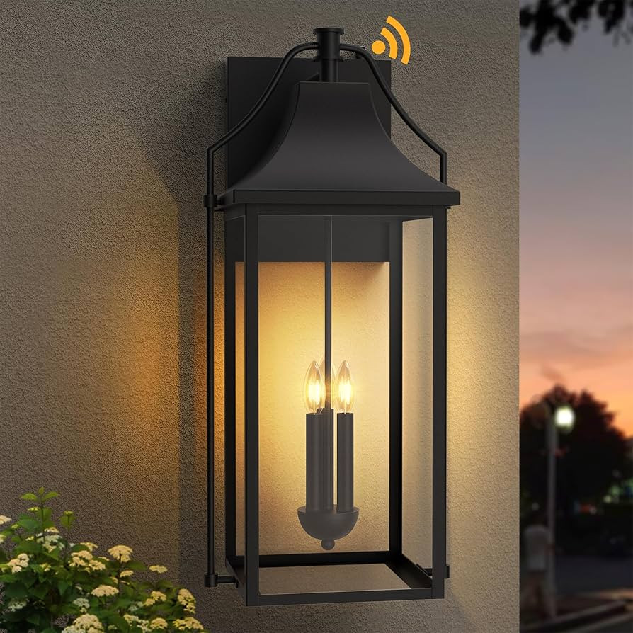25-INCH Dusk to Dawn Outdoor Wall Light, Large Size Waterproof Patio Lanterns, 3-Light Exterior W... | Amazon (US)