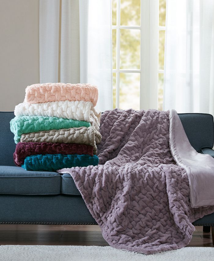 Reversible Ruched Faux-Fur Throw, 50" x 60" | Macys (US)