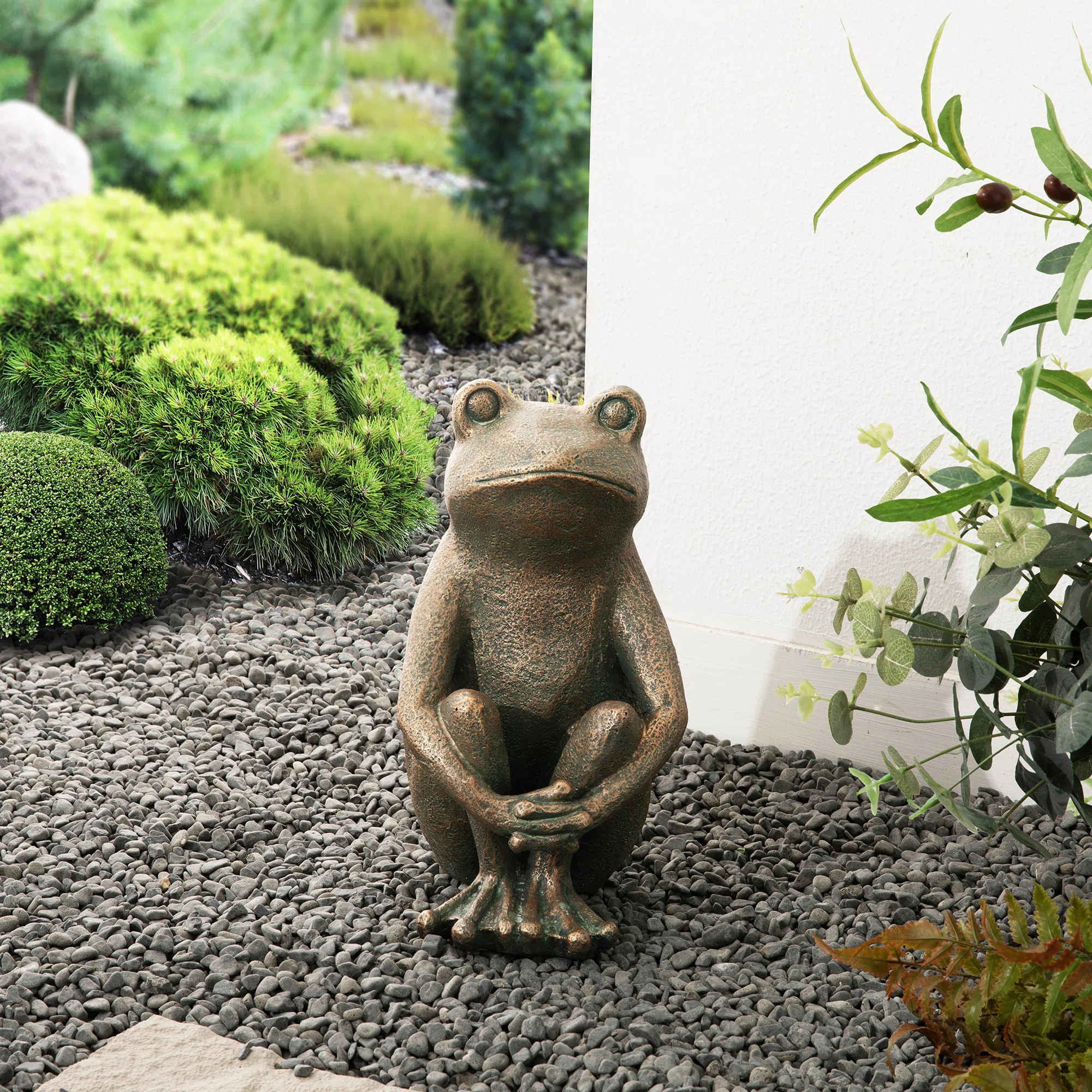 12''H MGO Bronze Squatting Frog Statue | Wayfair North America