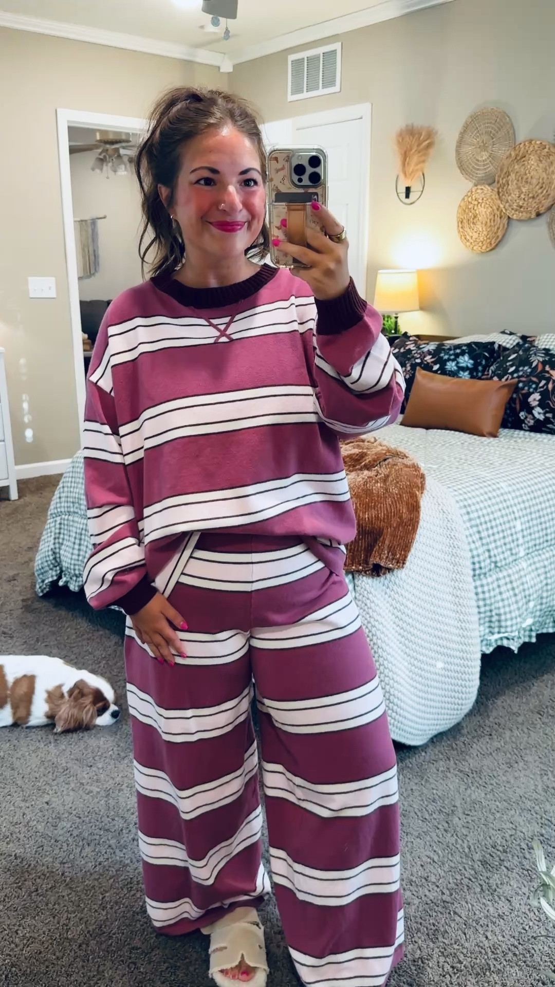 This striped lounge set from Aerie is the definition of cute and cozy! 💕 Perfect for slow mornings, relaxing at home or running a few errands! ✨


sandals: sold out, but linking similar options below!
pants: fit true to size // wearing a large short
sweater: fits oversized // wearing a medium 

 #LTKootd #LTKSaleAlert #LTKMidsize