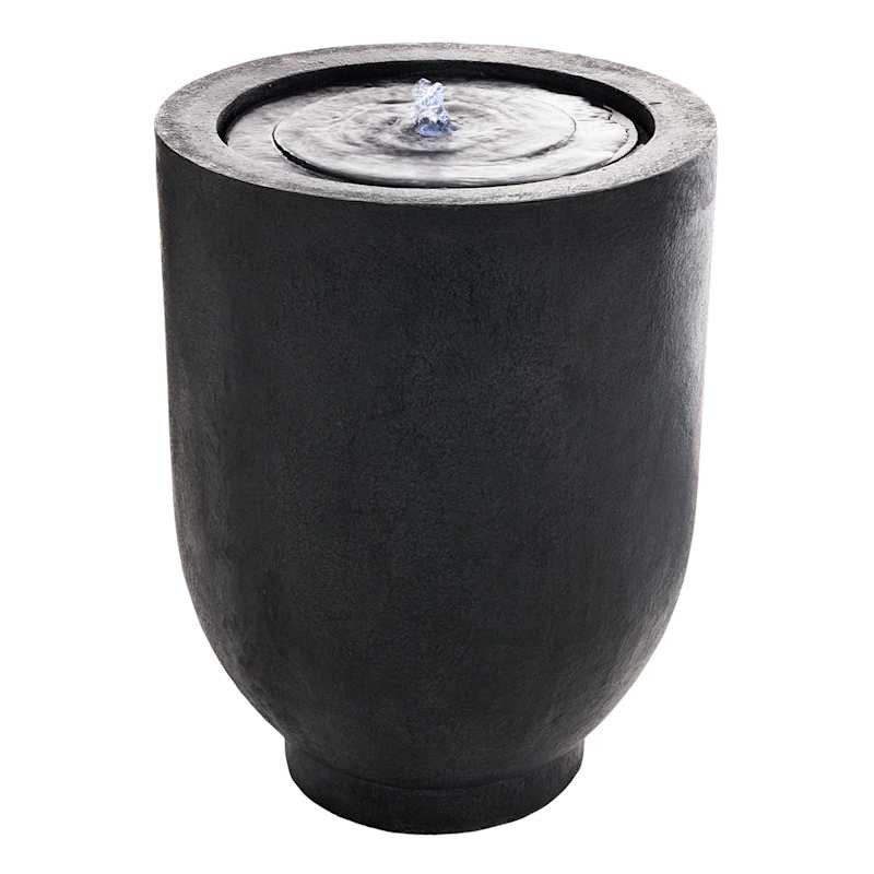 Black Cement Fountain with LED Lights, 27" | At Home