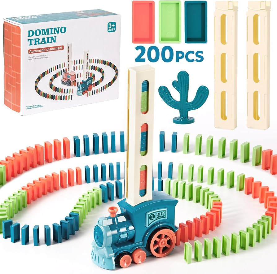 200 PCS Domino Train Toy Set, Automatic Dominos Train for Kids Boys Girls, Electric Dominoes Mach... | Amazon (US)