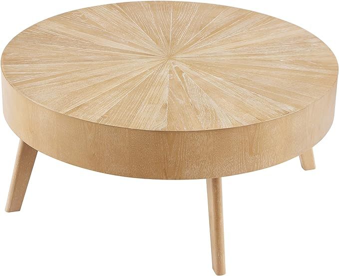 Gexpusm Round Wood Coffee Tables for Living Room, Farmhouse Circle Coffee Table, Rustic Mid Centu... | Amazon (US)