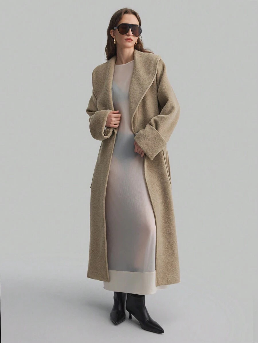 Ontre New Year Holiday Outfit Jacket, Oversized Collar Casual Style Personality Fashion Tie-Waist... | SHEIN