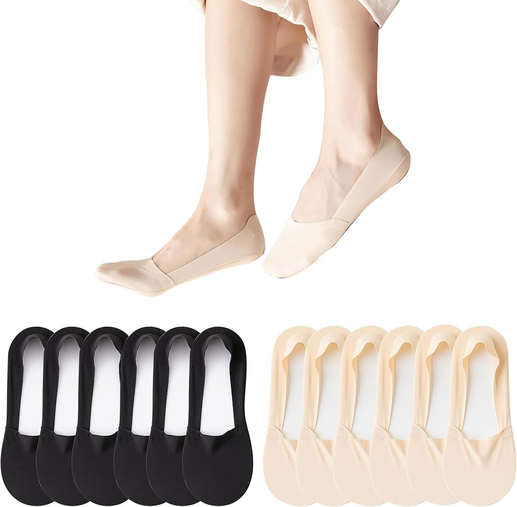 6 Pack No Show Socks Women Thin Socks Low Cut Liner Socks Non Slip Invisible for Flats Boat | Amazon (US)