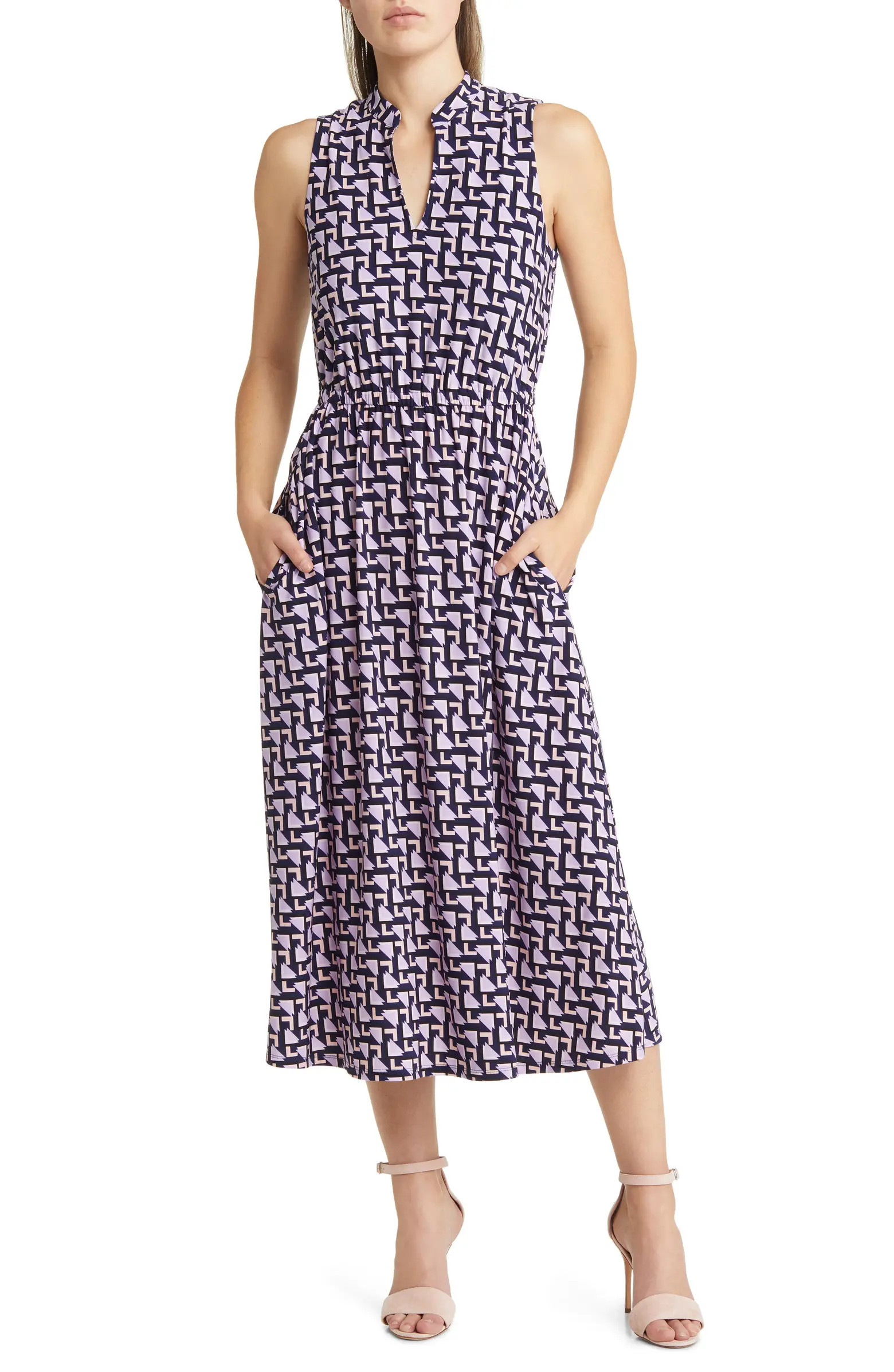 Jenna Geo Print Midi Dress | Nordstrom