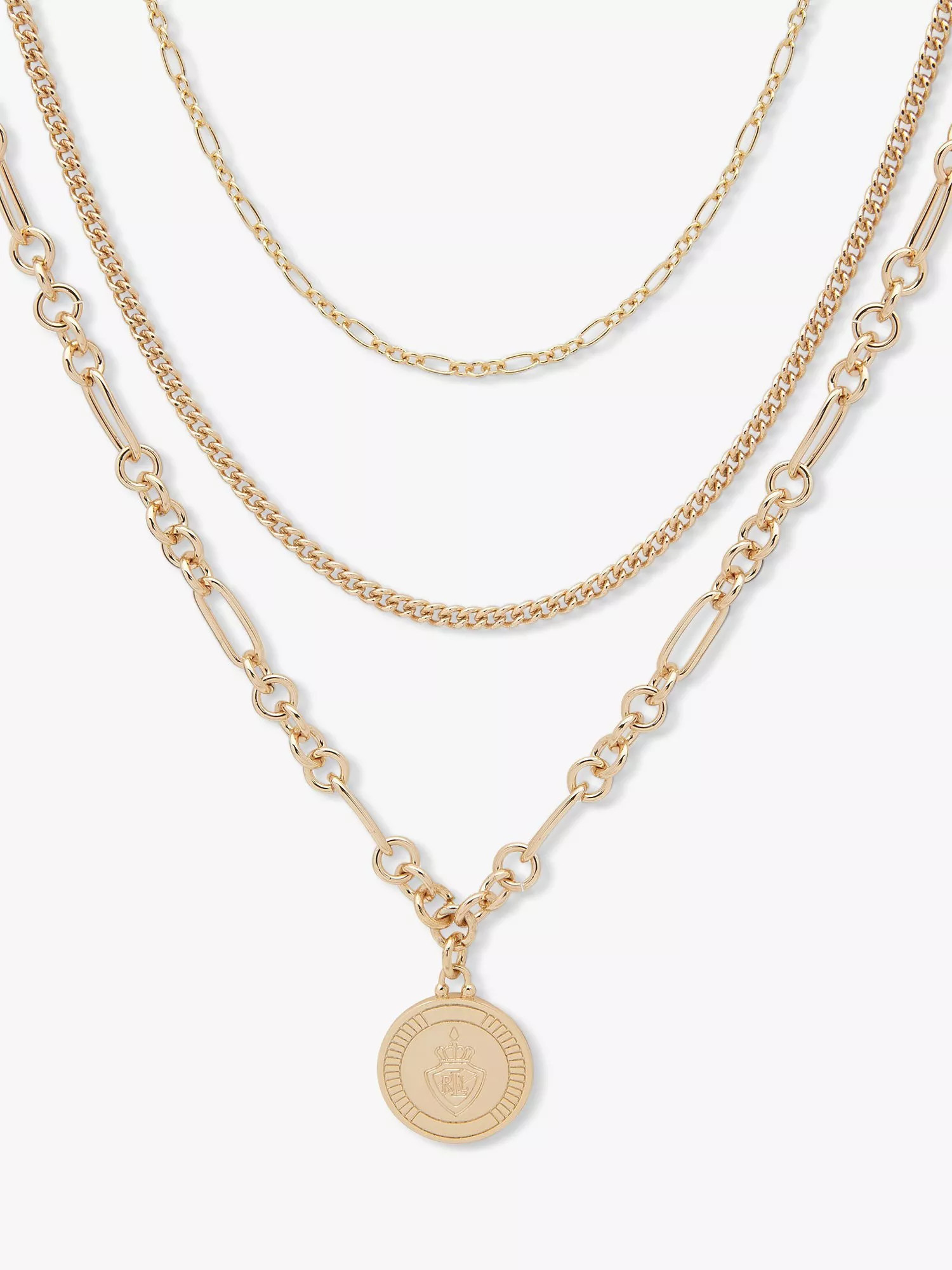 Lauren Ralph Lauren Beaded Multi-Row Layered Necklace, Gold | John Lewis (UK)
