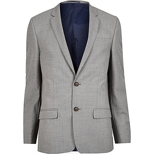 Grey slim suit jacket | River Island (UK & IE)