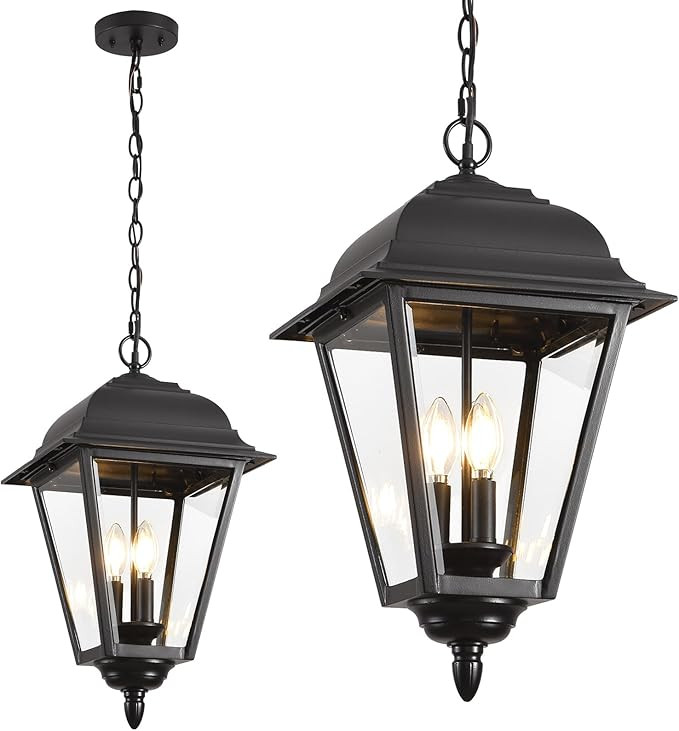 Outdoor Pendant Light, 3-Light Exterior Hanging Porch Light, Extra Large Outdoor Hanging Light Fi... | Amazon (US)