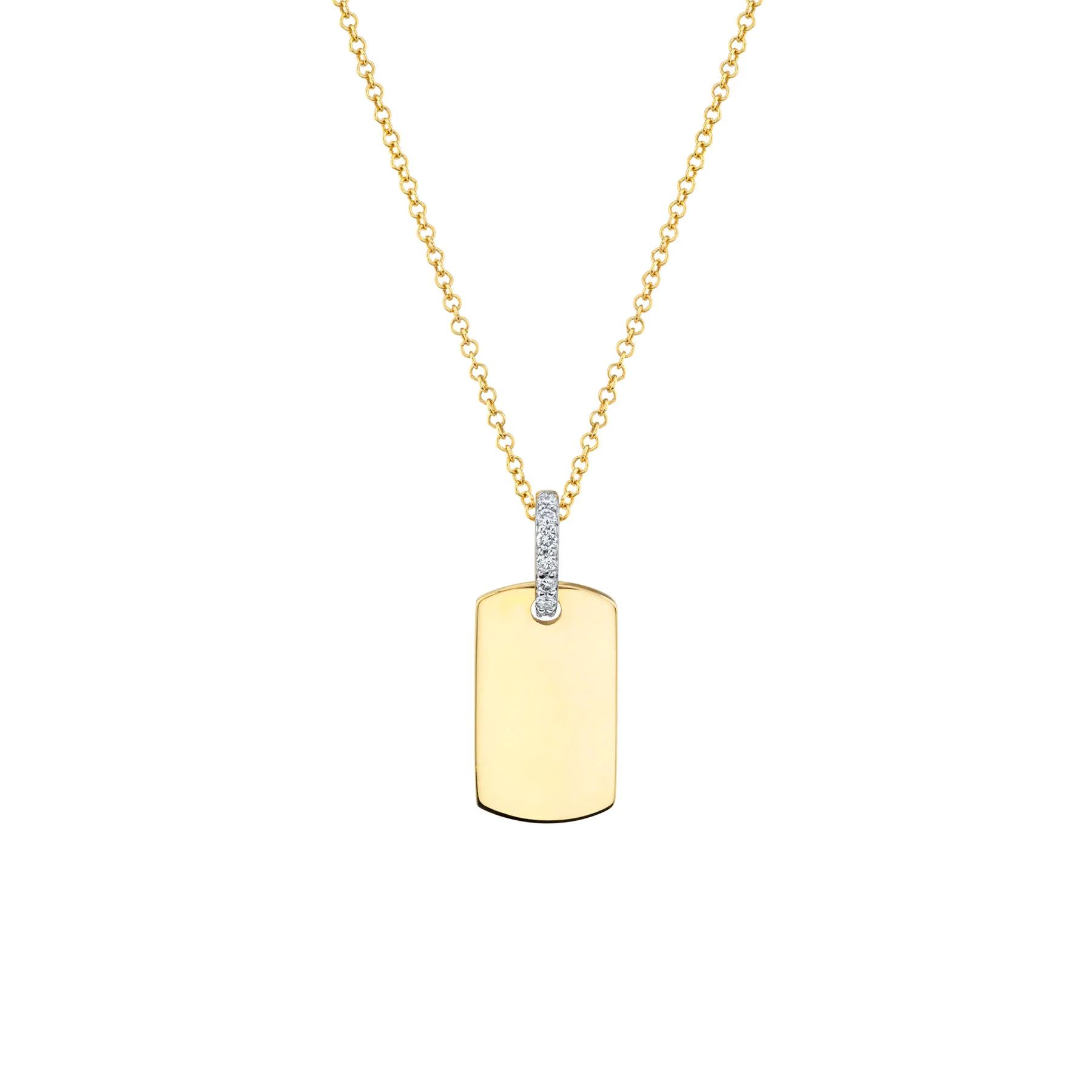 Dog Tag With Bale Pendant - White Diamond / 14k Yellow Gold | The Last Line (US)