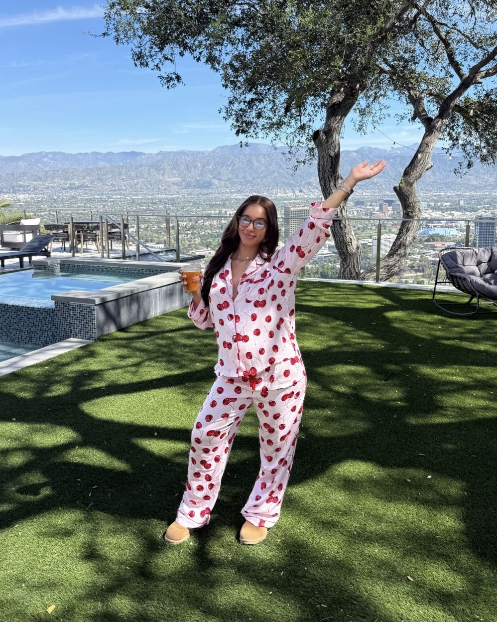 The cutest/comfiest satin cherry pajama set 🍒💗

#LTKHome #LTKselfcare #LTKootd