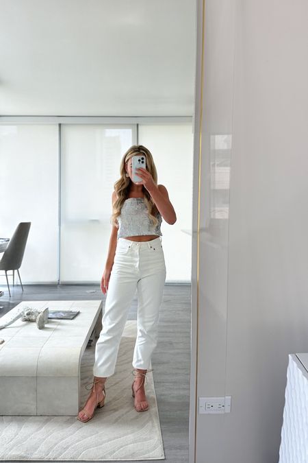 casual white bachelorette outfit- bachelorette tops 

Agolde Jeans, white jeans for summer, bride outfit, going out outfit, wedding season, white bachelorette party outfits, white party, summer outfit, Schutz sandals, revolve top, sequin party top

#LTKFestival #LTKwedding #LTKparties