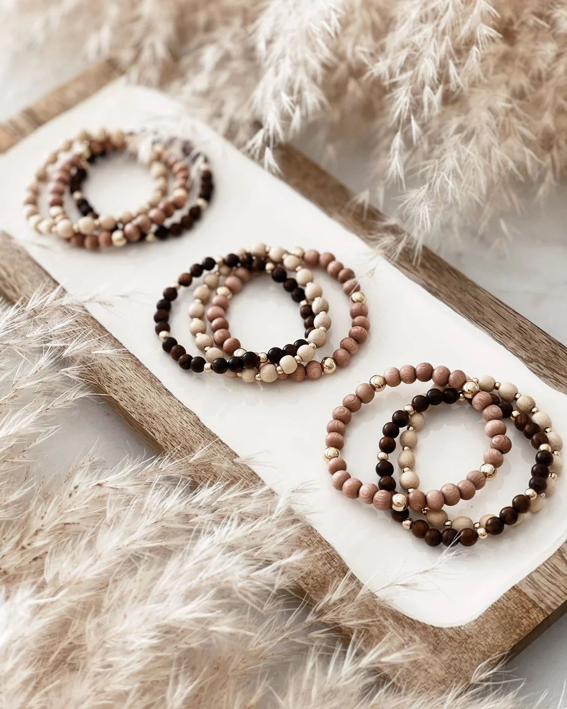 WOOD BEADED BRACELETS (Set of 3) | Stylin by Aylin