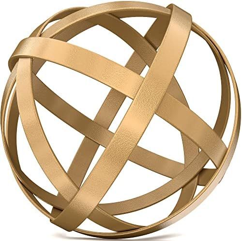 Small Gold Metal Band Decorative Sphere | Amazon (US)