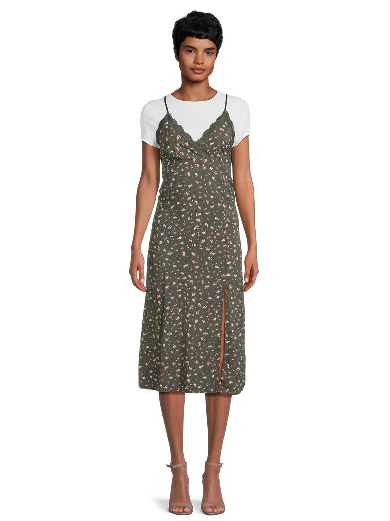 No Boundaries Juniors Woven Midi Dress | Walmart (US)