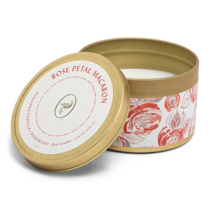 4.8oz Printed Tin Candle Rose Petal Macaron - Floral Collection - Opalhouse™ | Target