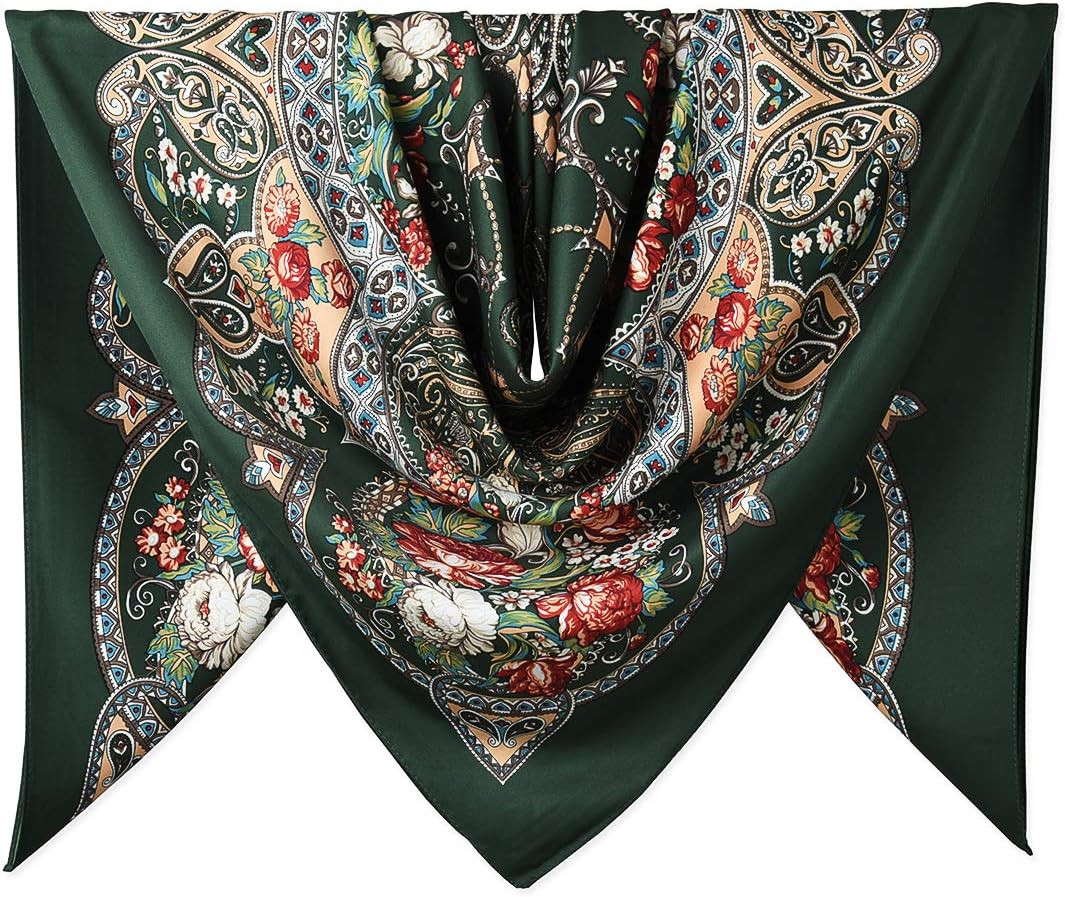 corciova XL 40x40 Inch Extra Large Silk Satin Scarf Tops for Women Head Wraps Shirt Bandana Curly... | Amazon (US)