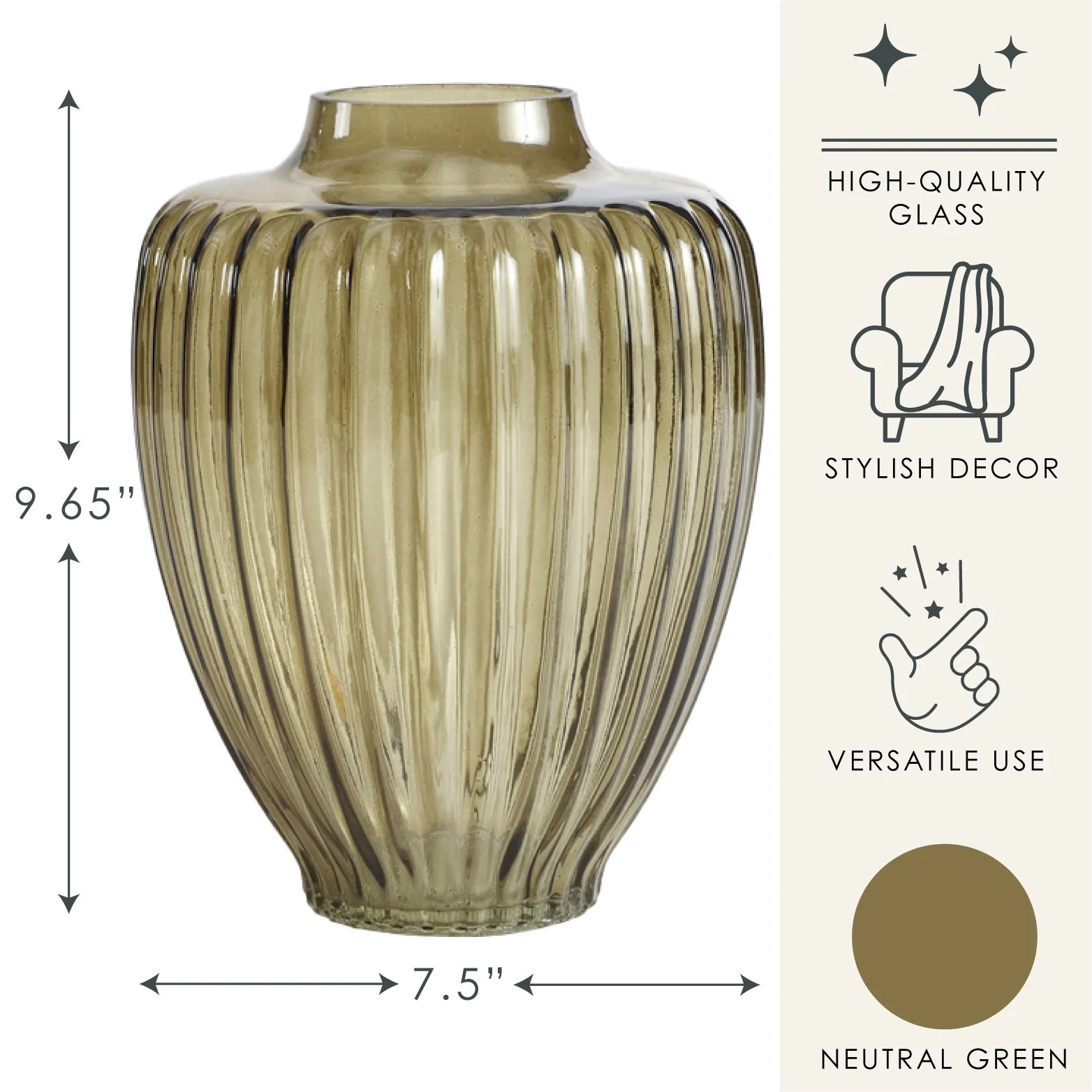 Home Decor Collection Style House Green Glass Vase, 7.5" L x 9.65" H | Walmart (US)