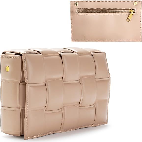 Drupany Woven Padded Cassette Crossbody Bags for Women, Small Leather Shoulder Bag Trendy Handbag... | Amazon (US)