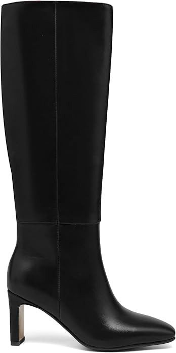 Burgundy Knee High Boots for Women Square Toe Chunky Heeled Boots Fall Dress Elastic Tall Boots w... | Amazon (US)