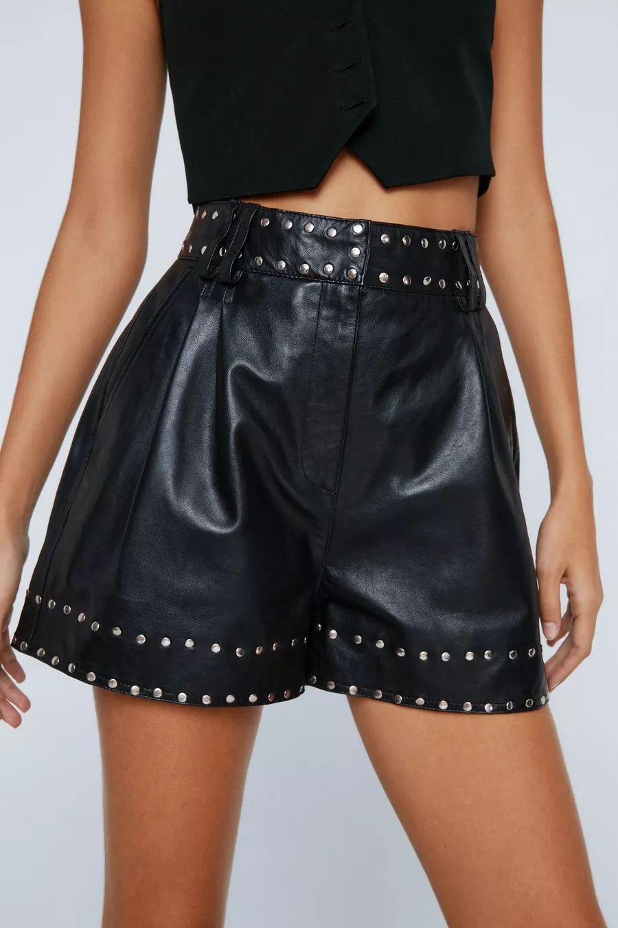 Real Leather Studded Short | Nasty Gal (US)