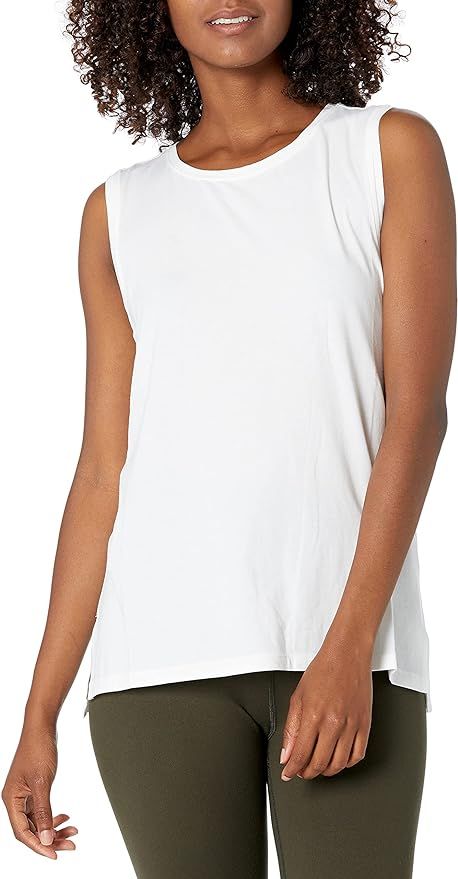 Core 10 Women's Soft Pima Cotton Stretch Full Coverage Yoga Sleeveless Tank | Amazon (US)